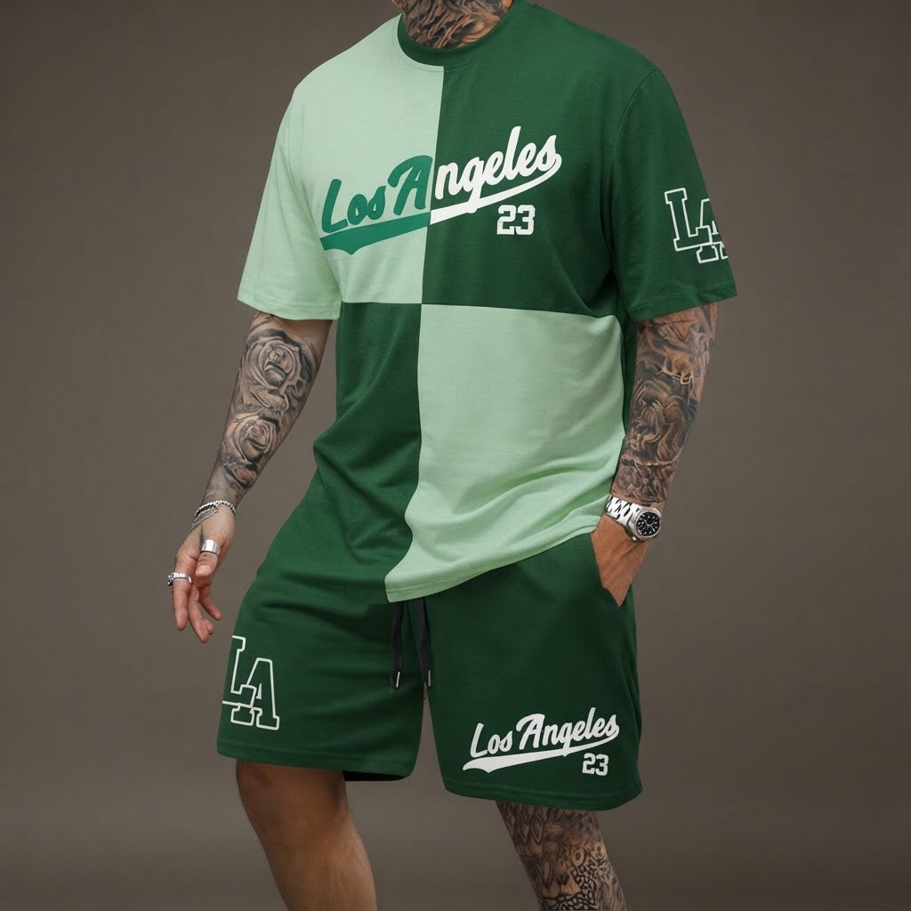 Colourblock 'LA' Graphic Streetwear Set