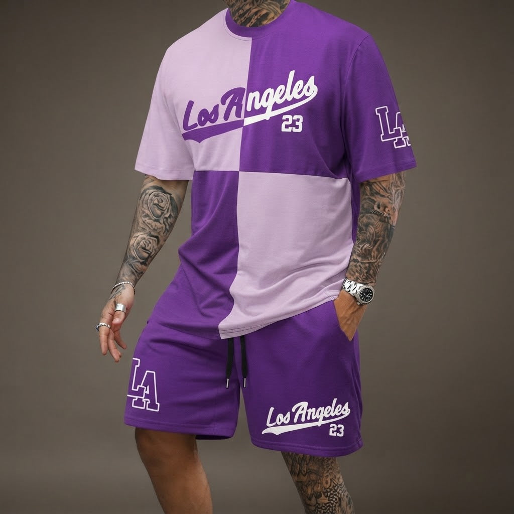 Colourblock 'LA' Graphic Streetwear Set