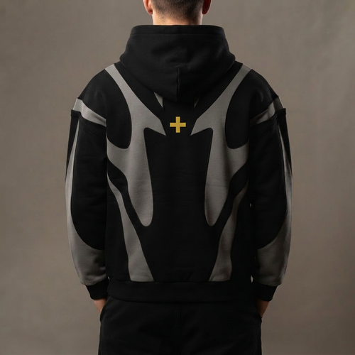 Retro Fragmented Full-Zip Hoodie 